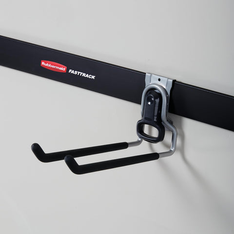Rubbermaid garage storage hook with soft grips protects surfaces during storage