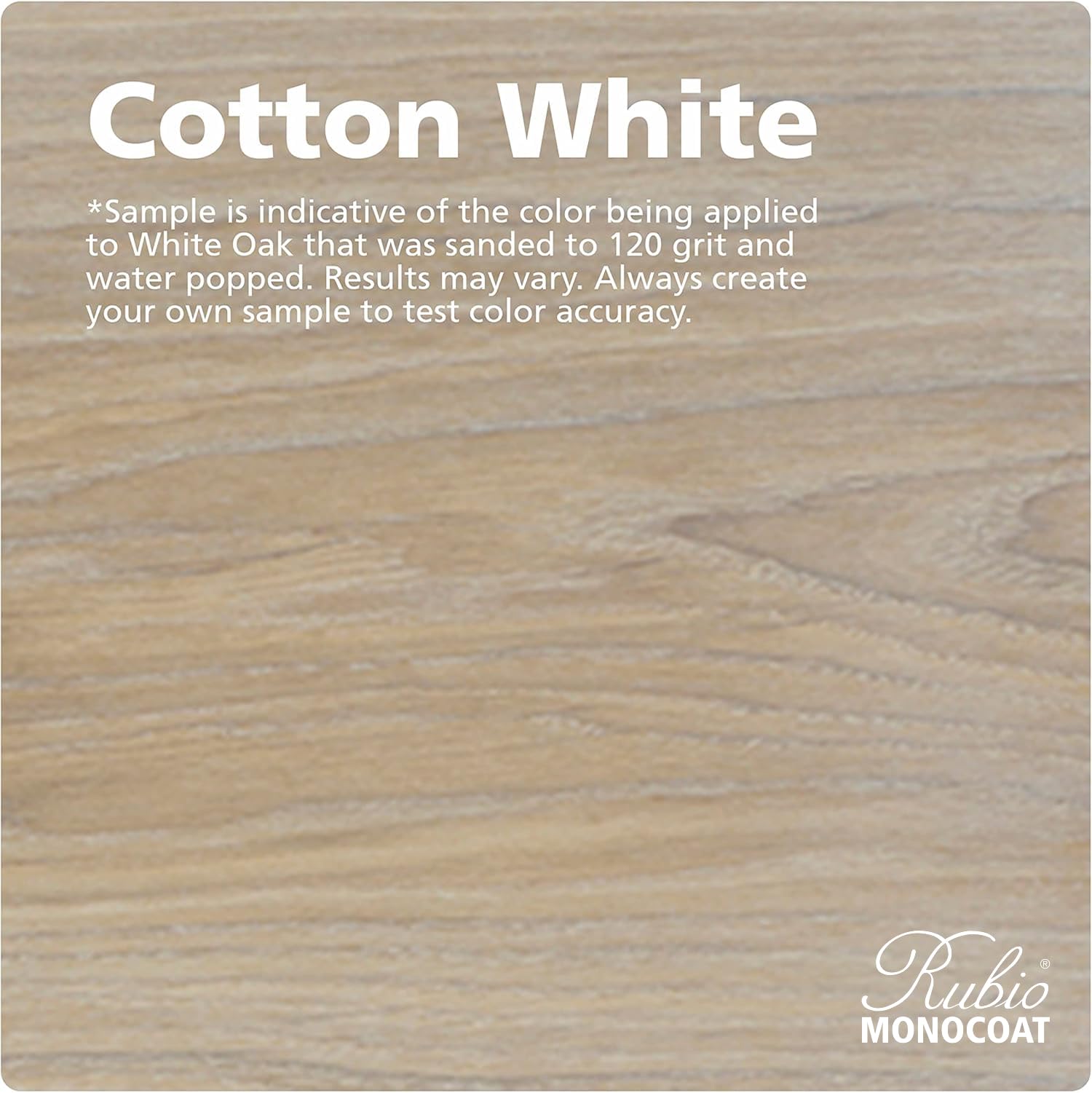 Rubio Monocoat Cotton White swatch shows natural hue and durable protection.