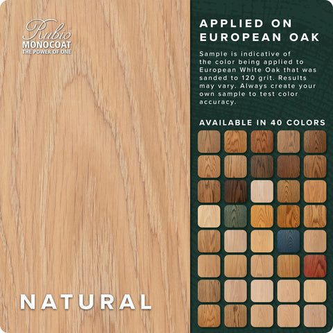 Rubio Monocoat natural wood oil color swatches reveal rich, mixable shades for interior wood