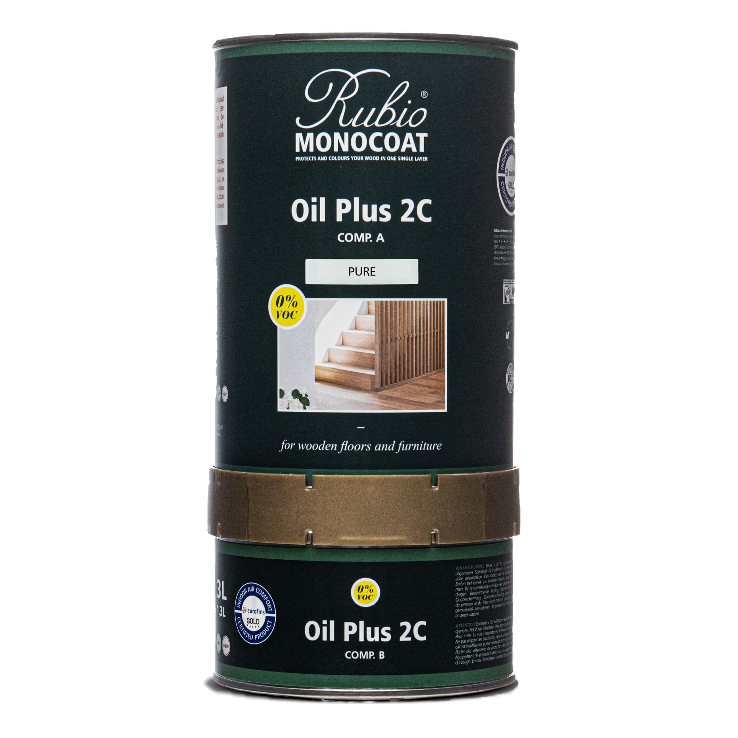 Rubio Monocoat oil finish bottle pour shows easy application for interior projects