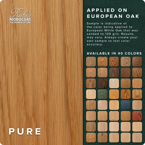 Rubio Monocoat oil finish color swatch demonstrates natural color options