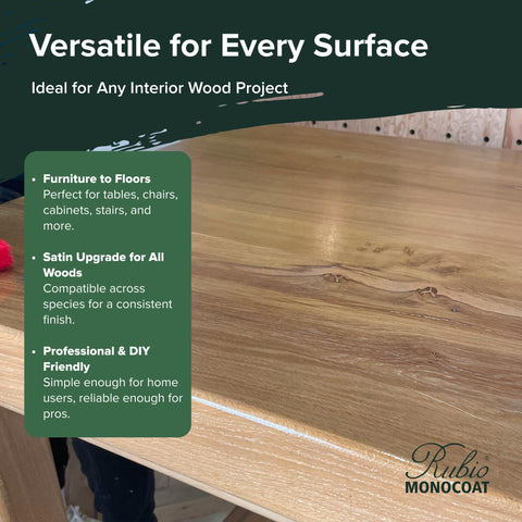 Rubio Monocoat SheenPlus floor finish protects interior wood floors with satin sheen.