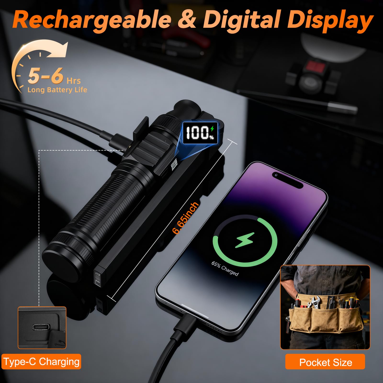 Ruboliy 1500-lumen brightness ideal for detailed electrical checks and automotive work