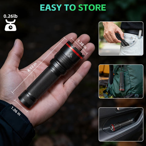 Ruboliy adjustable-focus flashlight with wide and narrow beam.