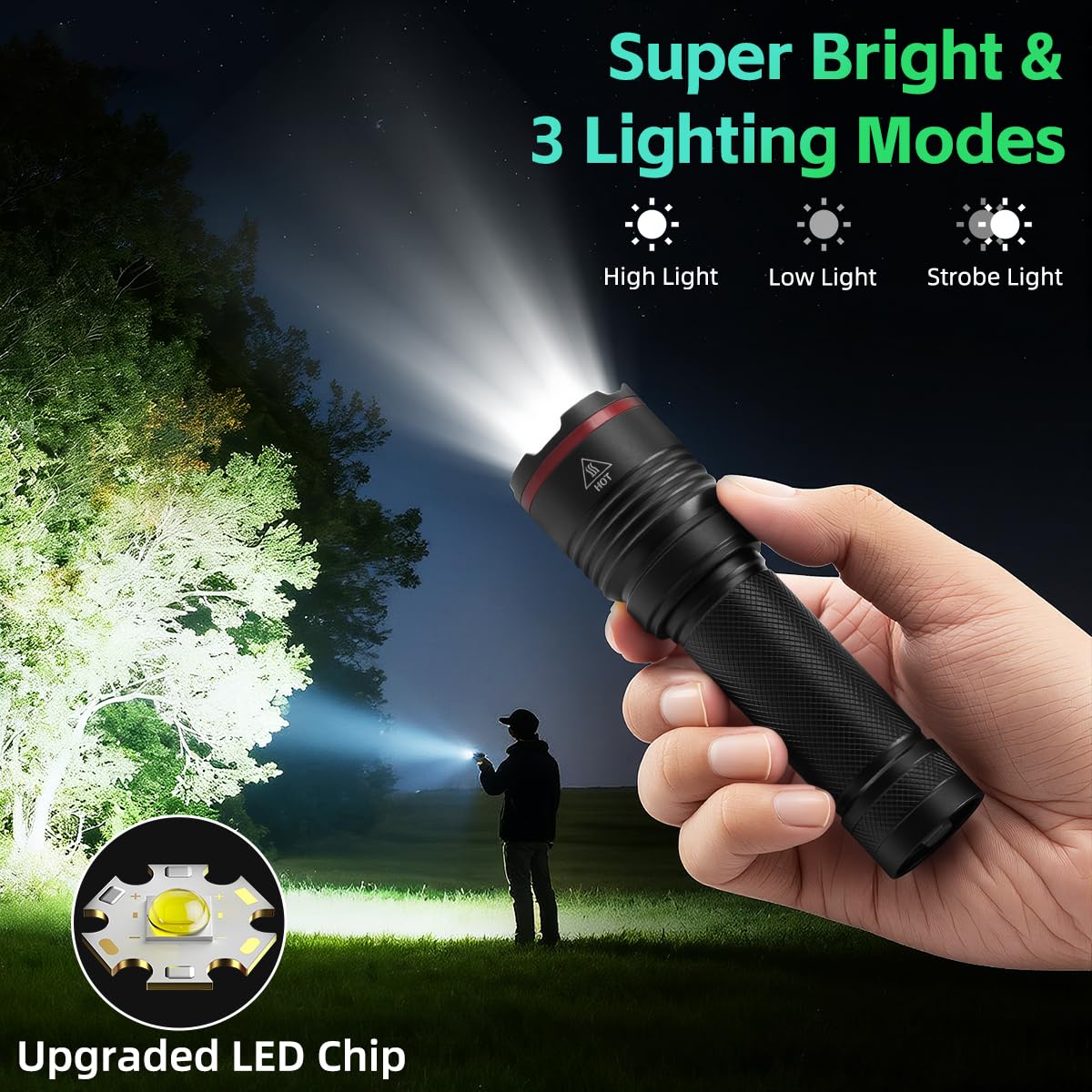 Ruboliy compact tactical flashlight with rugged durability.