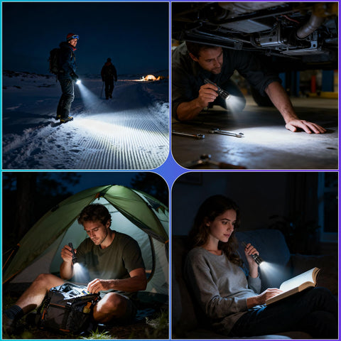 Ruboliy compact handheld flashlight fits in pocket or pack.
