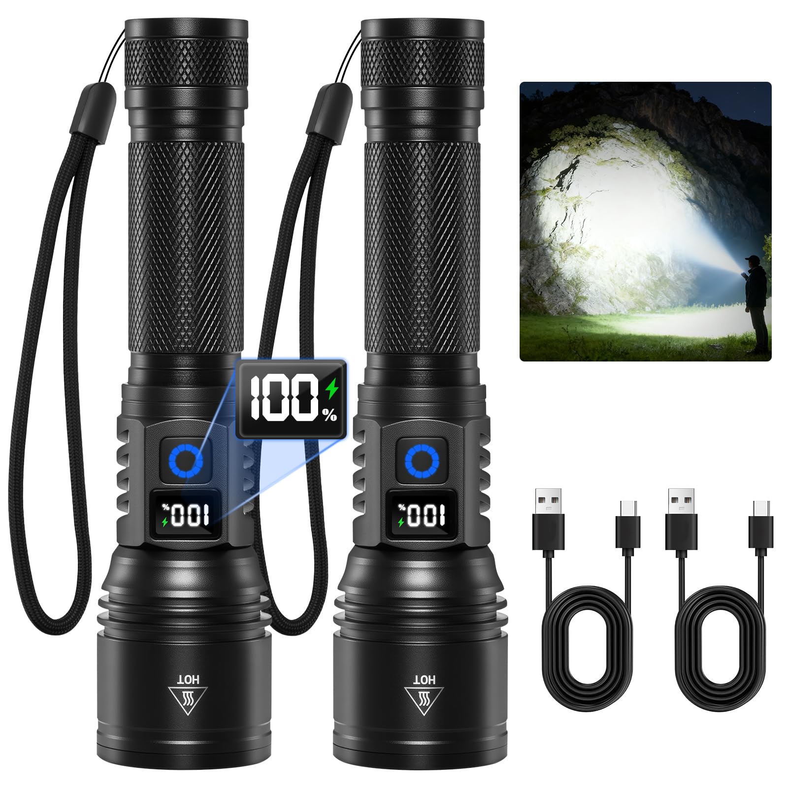 Ruboliy rechargeable flashlight with ultra-bright LED for versatile outdoor use.
