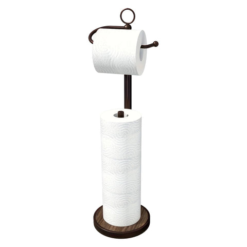 RUBOLTD toilet paper holder stand with wood grain base for convenient access
