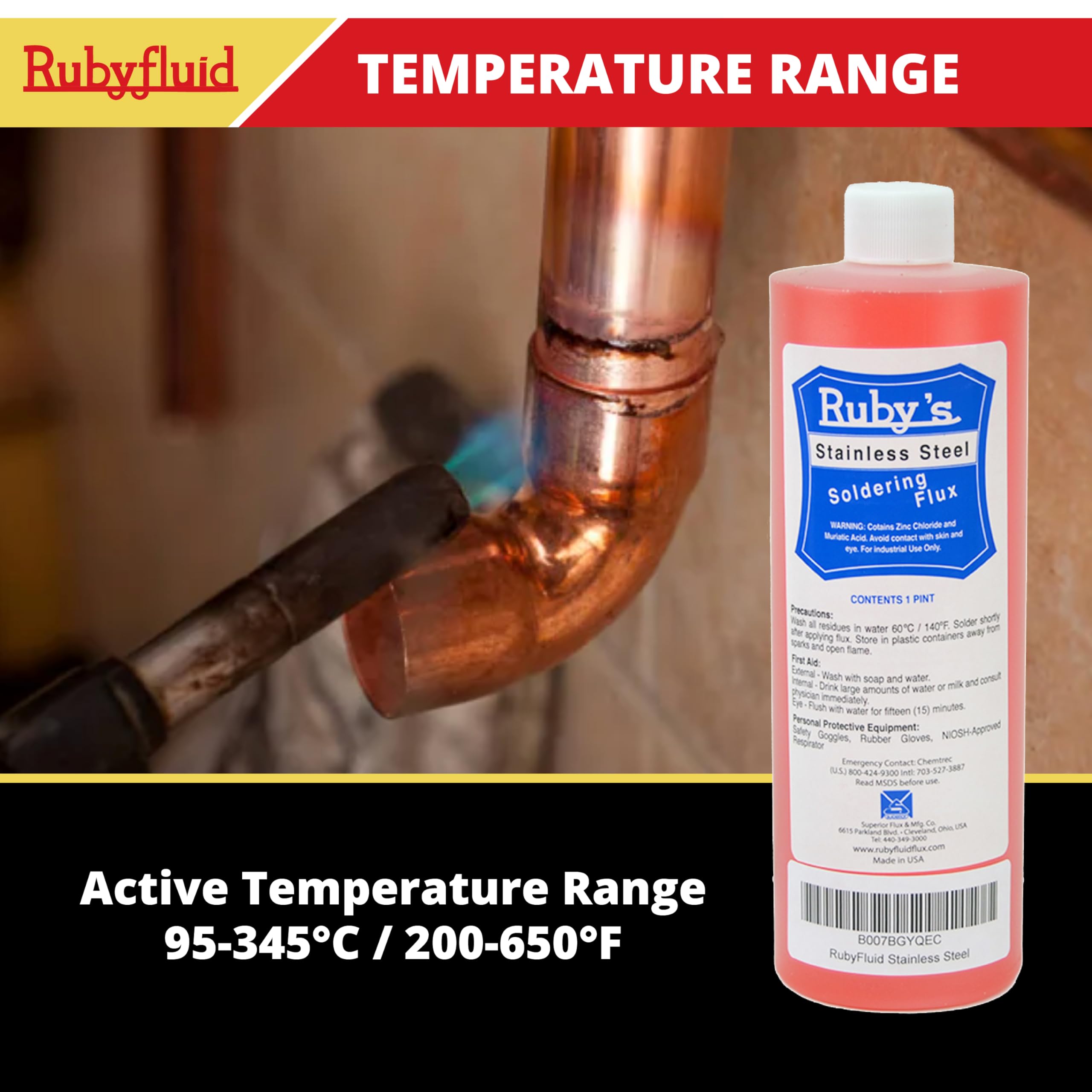 Solder joint demonstrates rapid wetting with Rubyfluid flux.