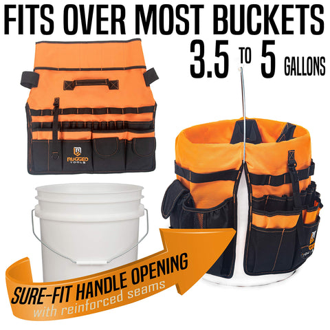 Rugged Tools 600D canvas body resists wear on job sites