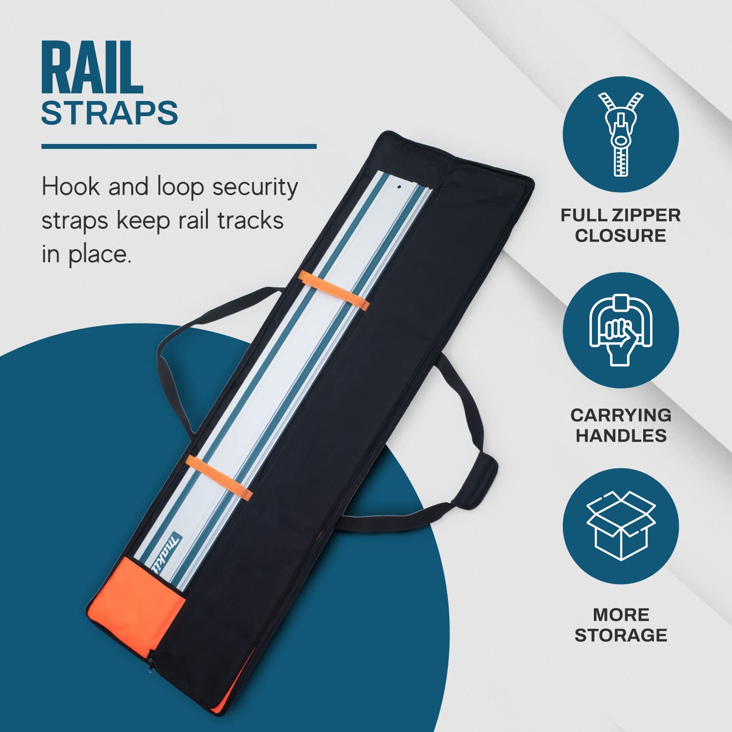 Rugged Tools Guide Rail Bag compatibility up to 59 inches for common rails