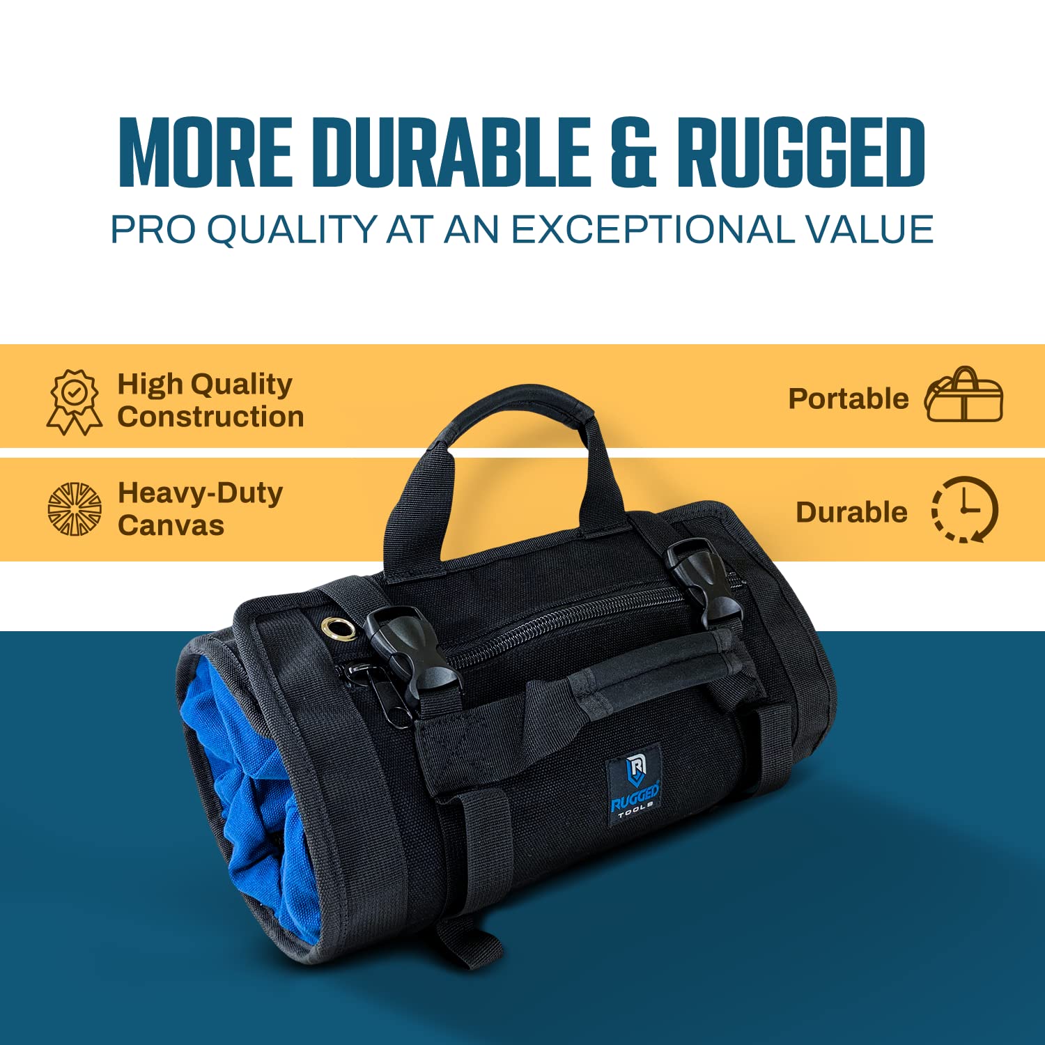 Rugged Tools Titan Deluxe Tool Roll top quick grab pocket for fast access