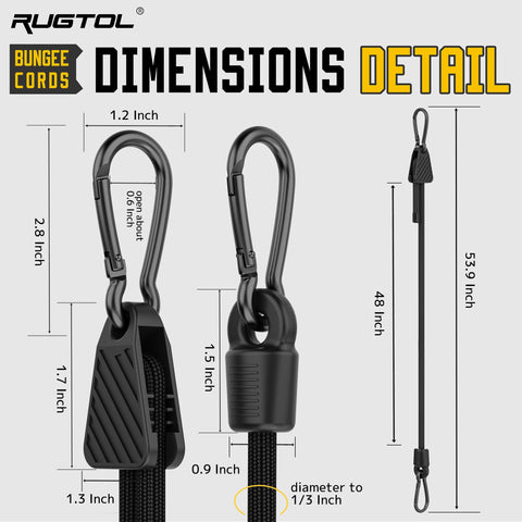 Rugtol six-pack bungee cords in use for vehicle cargo securement.