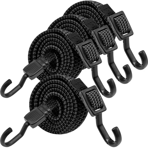 Rugtol heavy-duty bungee cords with hooks showing flat design for even load distribution during transport