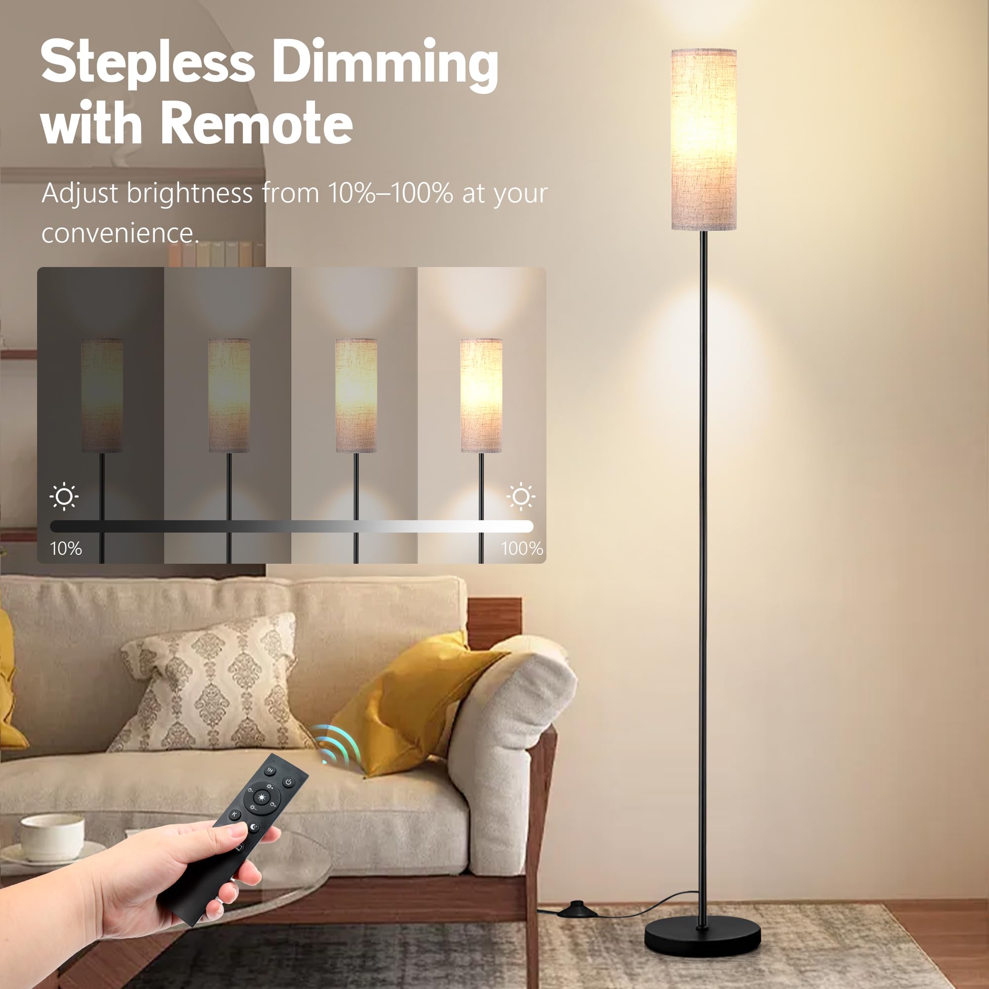 Ruhaieba floor lamp foot switch for hands-free control beside seating or desk