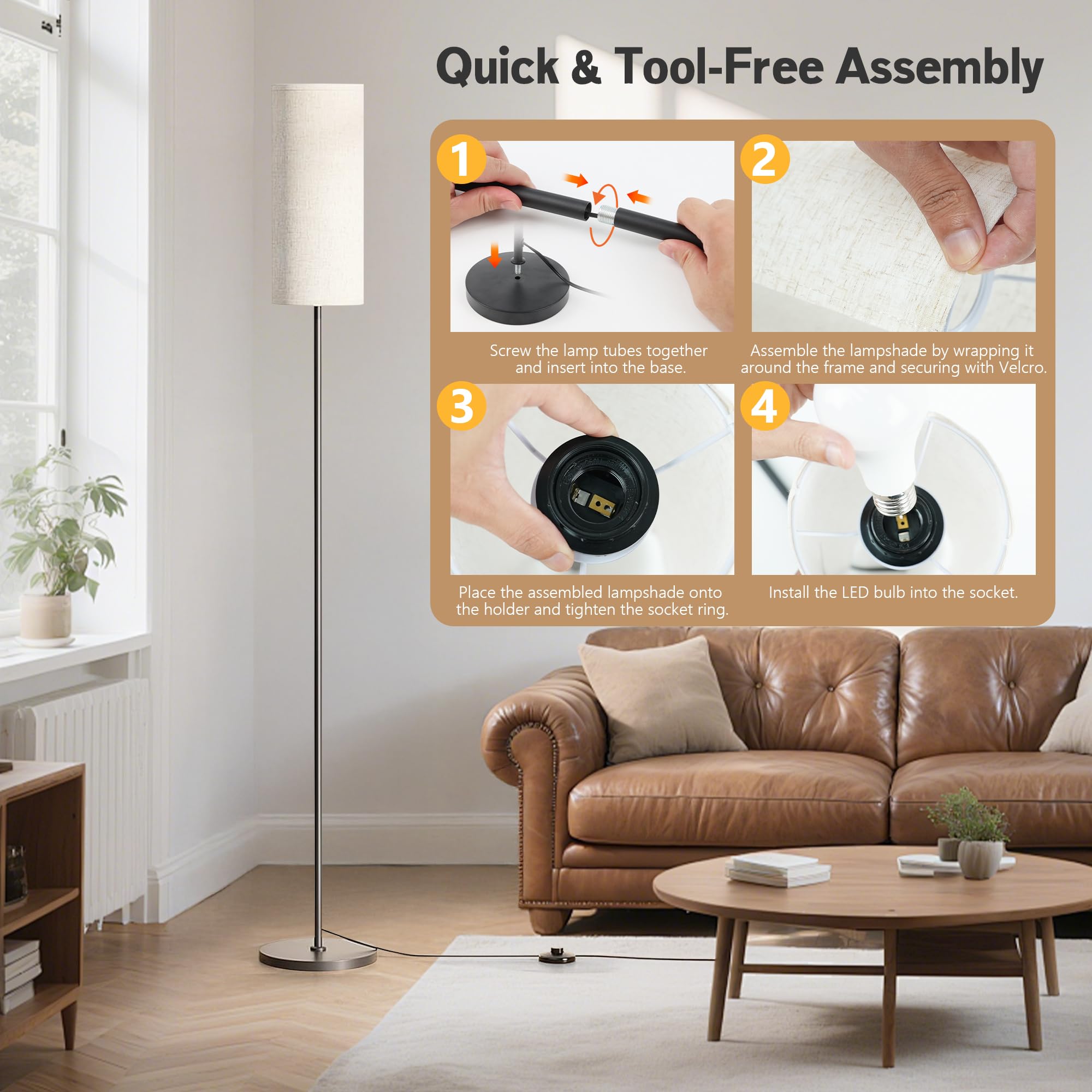 Ruhaieba LED bulb included for immediate warm to cool lighting