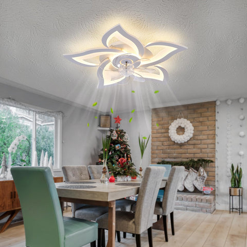 Ruibutrade bedroom fan low-profile design blends into the ceiling with a flower-inspired look.