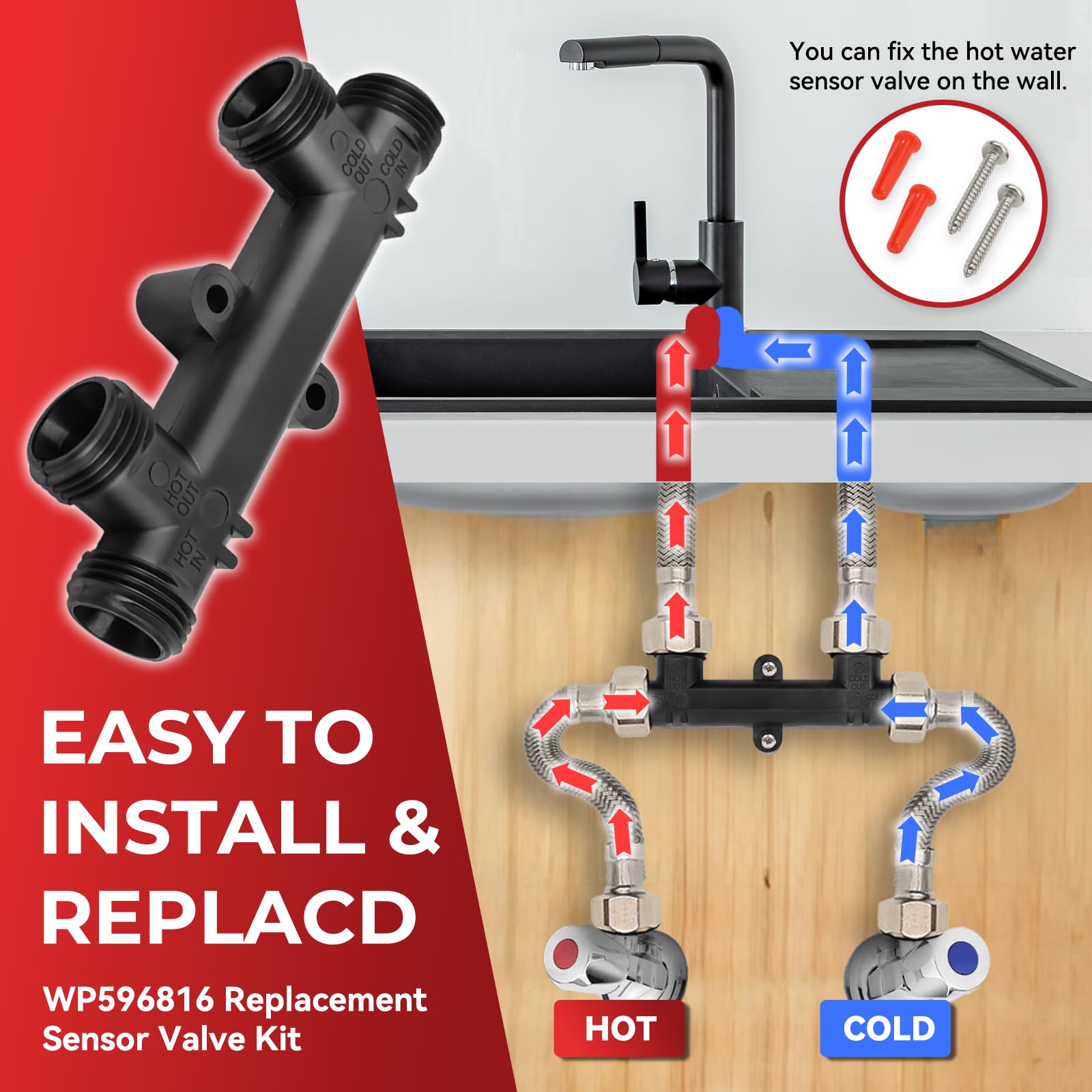 RuieHang WP596816 pipe connections for branched hot water lines.