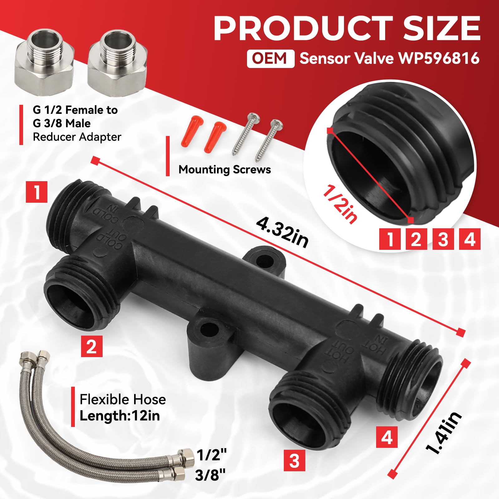 RuieHang WP596816 sensor valve enables efficient hot water recirculation.