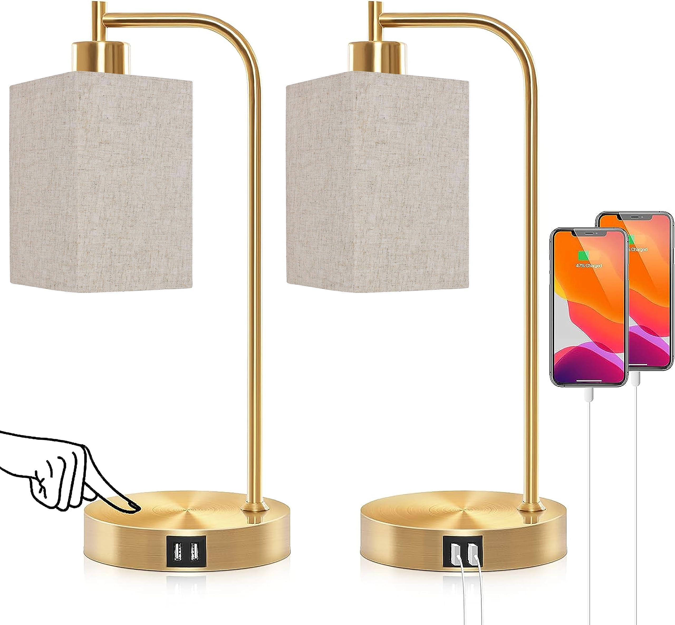 Ruiever beige lampshade on table lamp emits warm glow