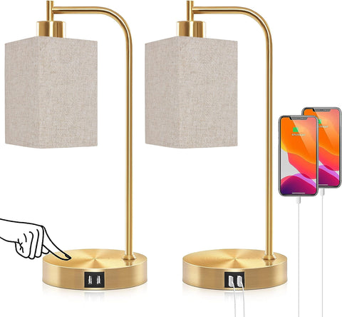 Ruiever beige lampshade on table lamp emits warm glow