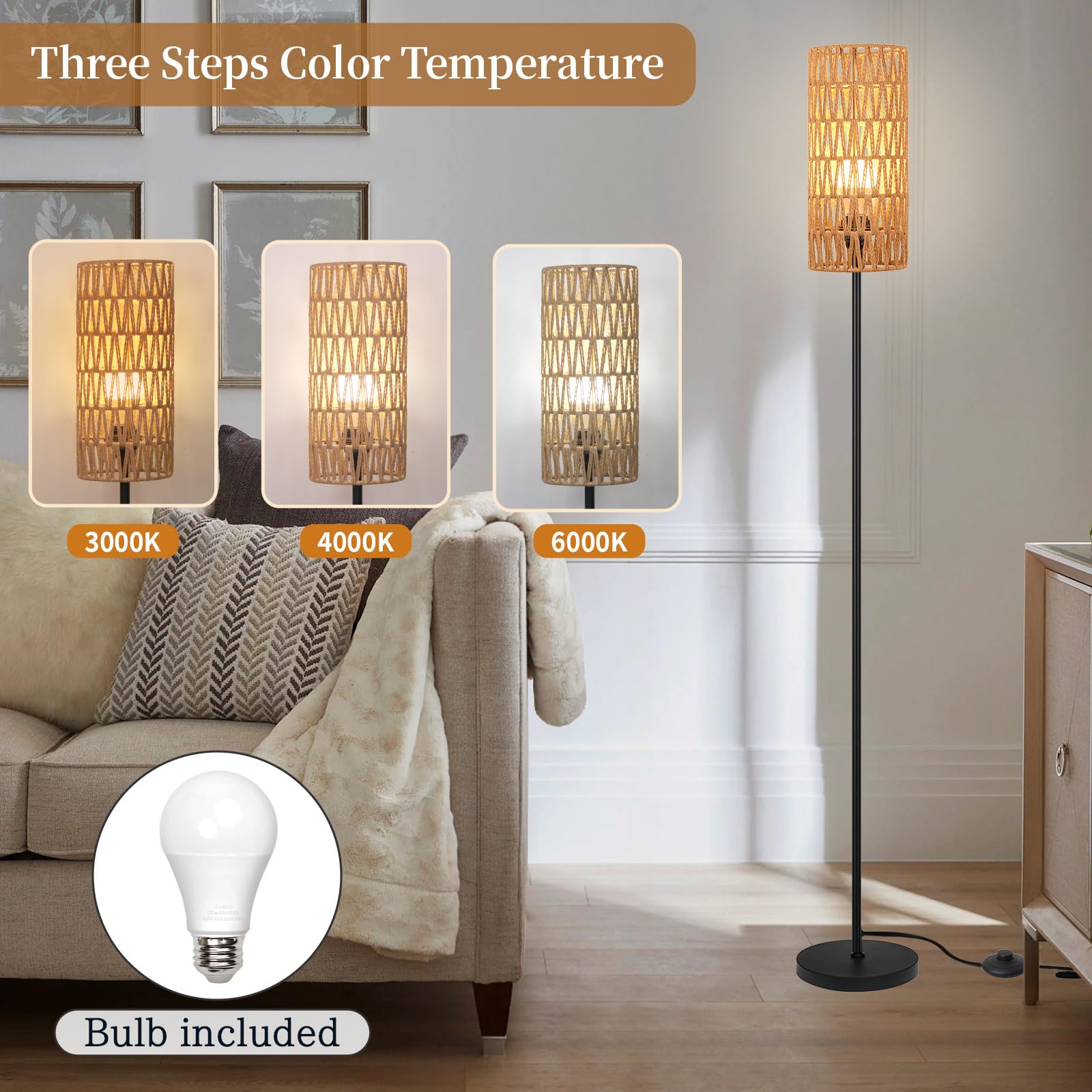 Ruiever floor lamp foot switch control for easy hands-free operation.