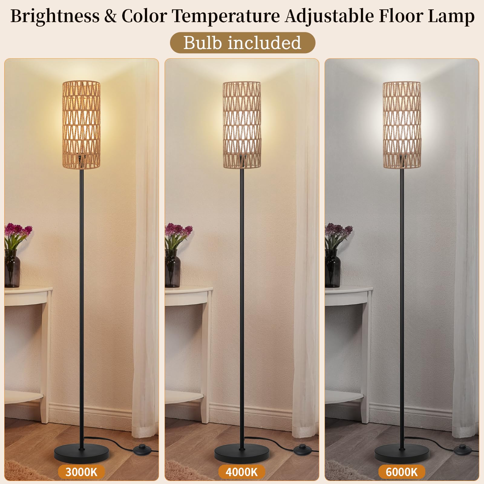 Ruiever floor lamp LED bulb highlights room ambiance efficiently.