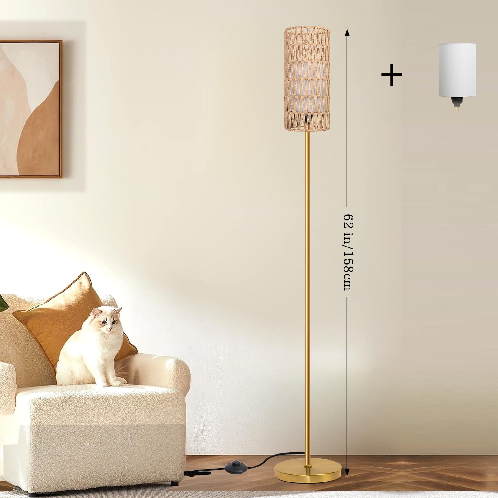 Ruiever floor lamp in living room decor showcases farmhouse style and soft ambient glow