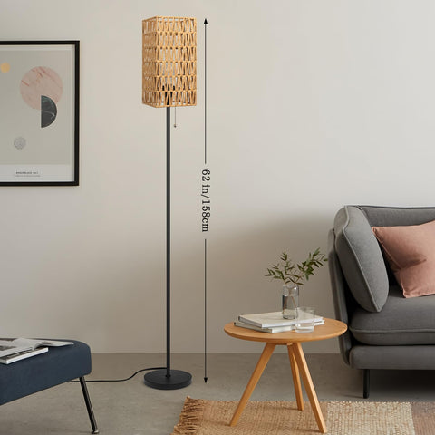 Ruiever floor lamp shade handmade rattan adds natural texture and warmth.