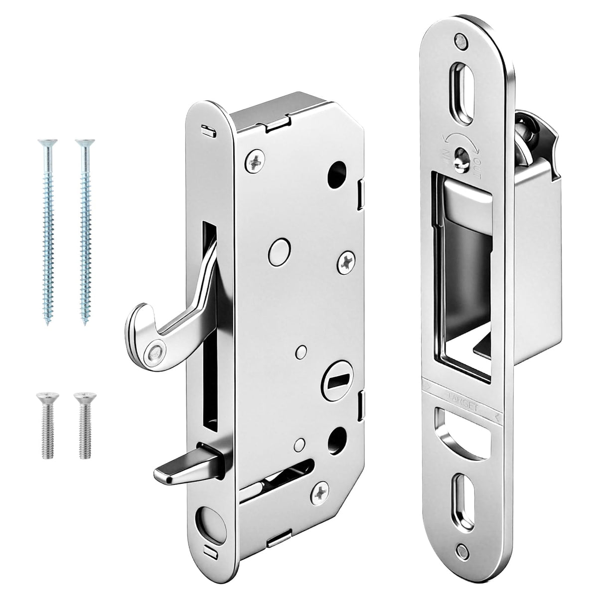 Ruigrit gliding patio door reachout lock demonstrates secure closure for two-panel doors.