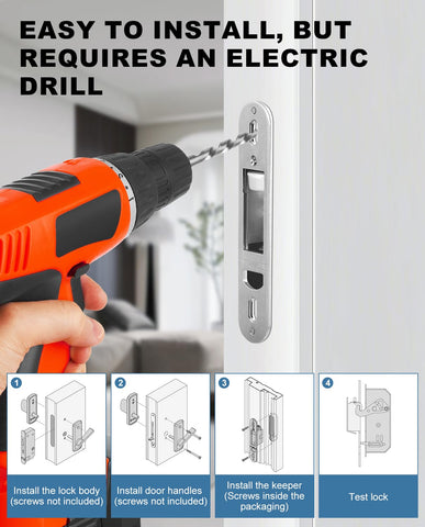Ruigrit two-panel lock assembly demonstrates easy screwdriver installation.