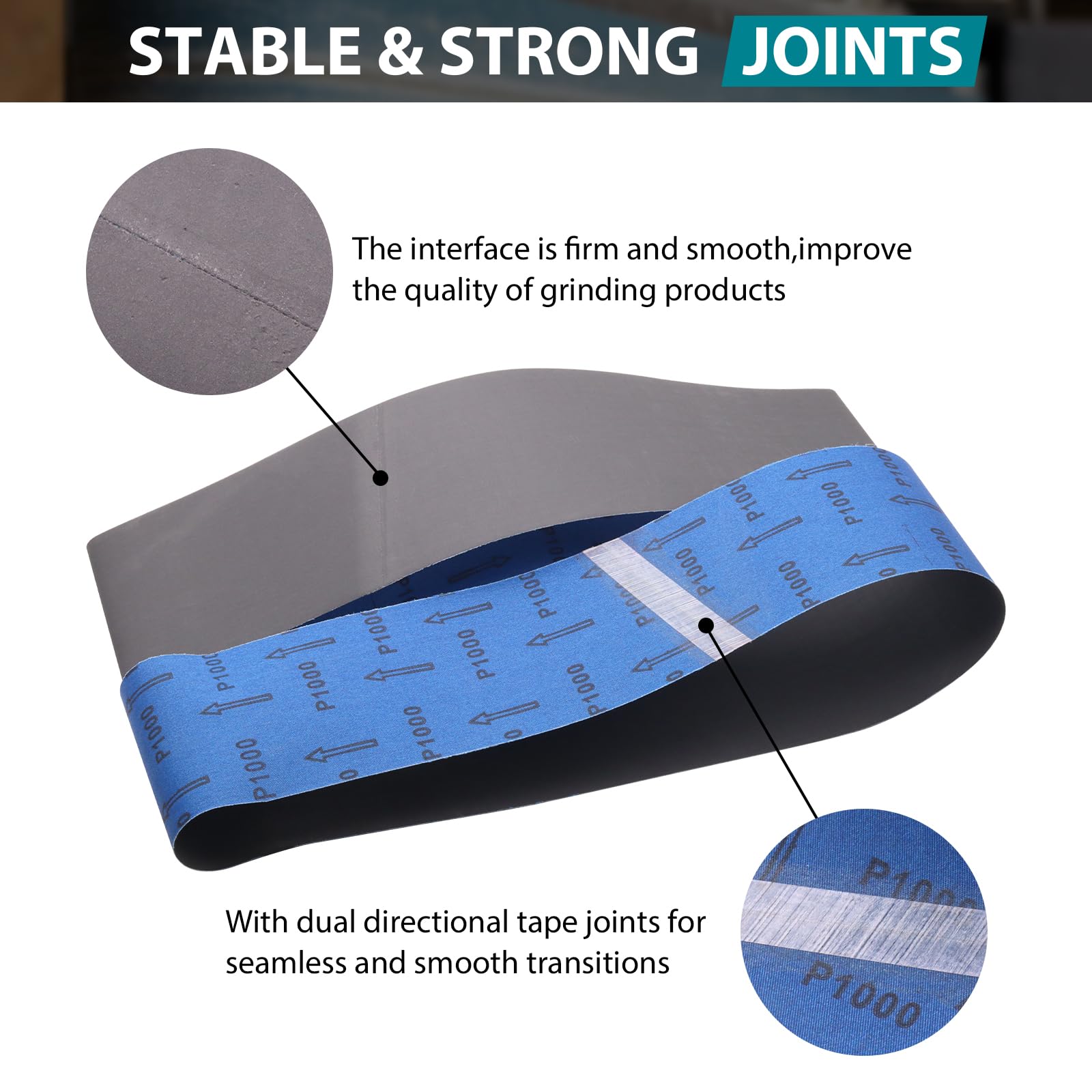 RUIHONGV 4x36 belt with dual joints for smooth belt transitions.