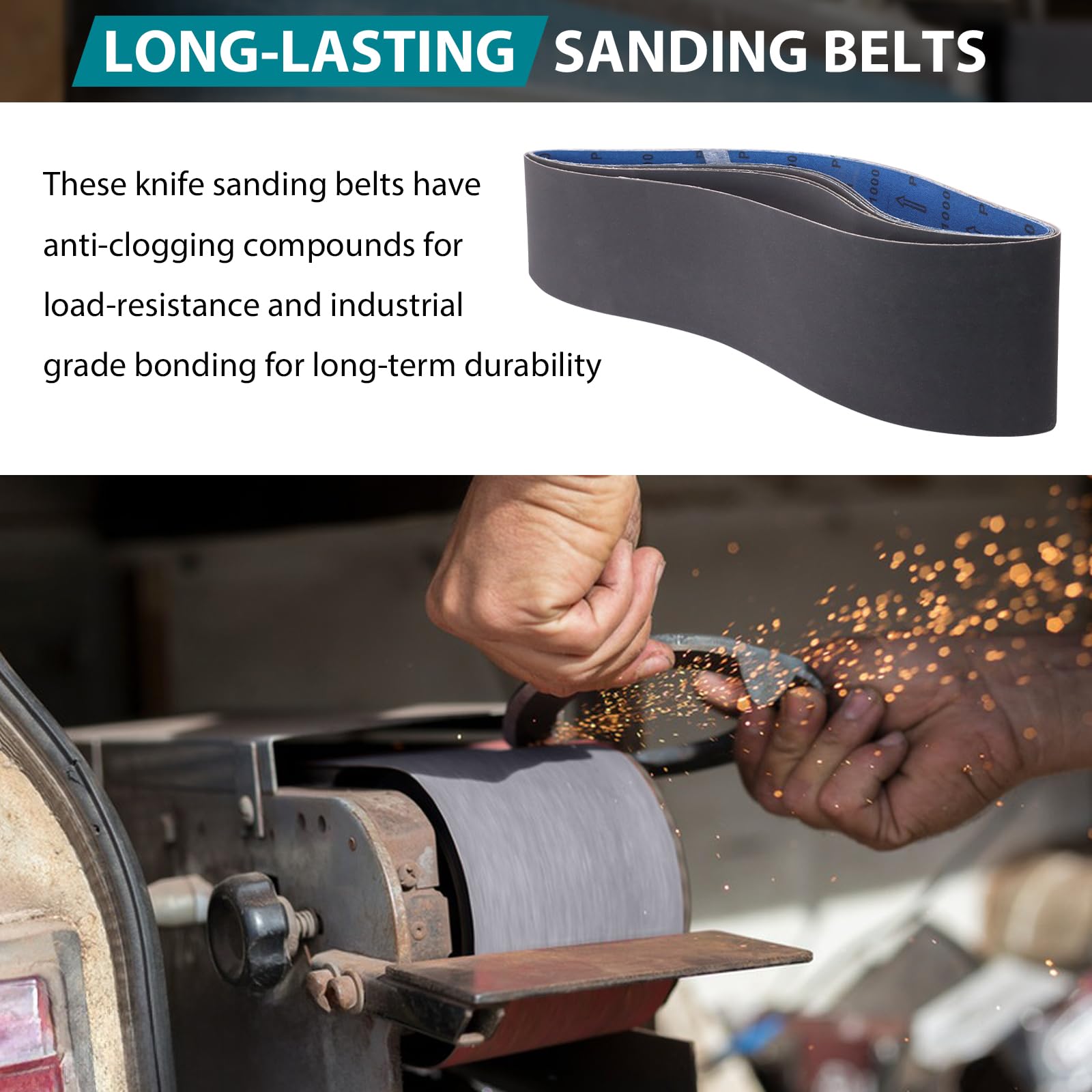 RUIHONGV 8-pack 1000 grit belts for fine polishing and deburring.