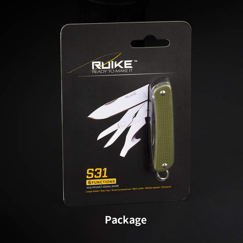 Ruike compact survival multitool ideal for camping and hiking tasks.