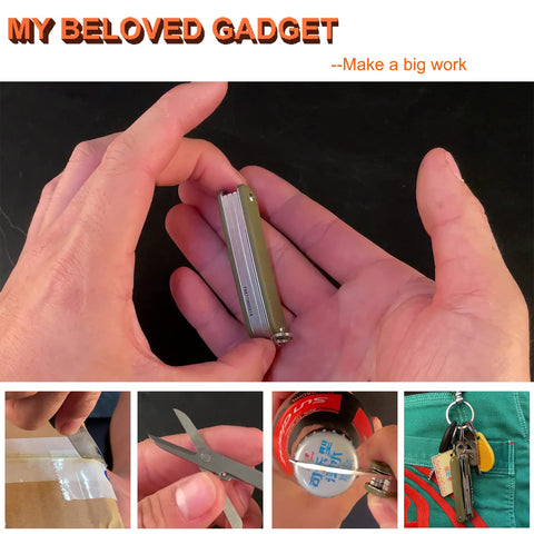 Ruike multitool includes scissors and bottle opener for versatile tasks.