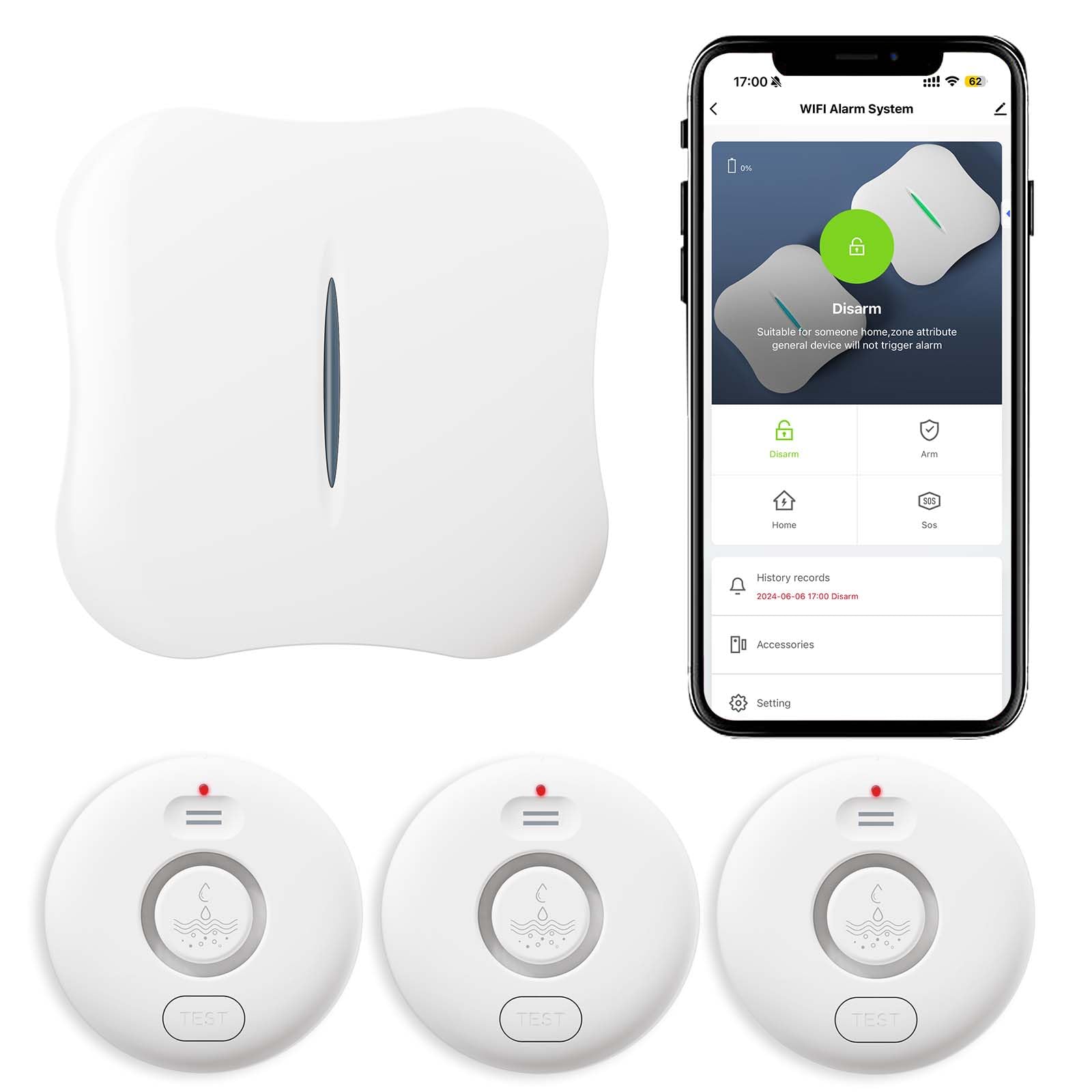 RUIKORING 3-pack WiFi leak detectors kit for quick home protection