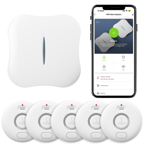 RUIKORING WiFi water-leak detectors 5-pack pack-shot for home protection