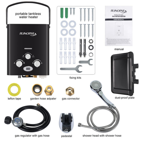 RUINOPAR safety features on rugged outdoor water heater for cabins and boats