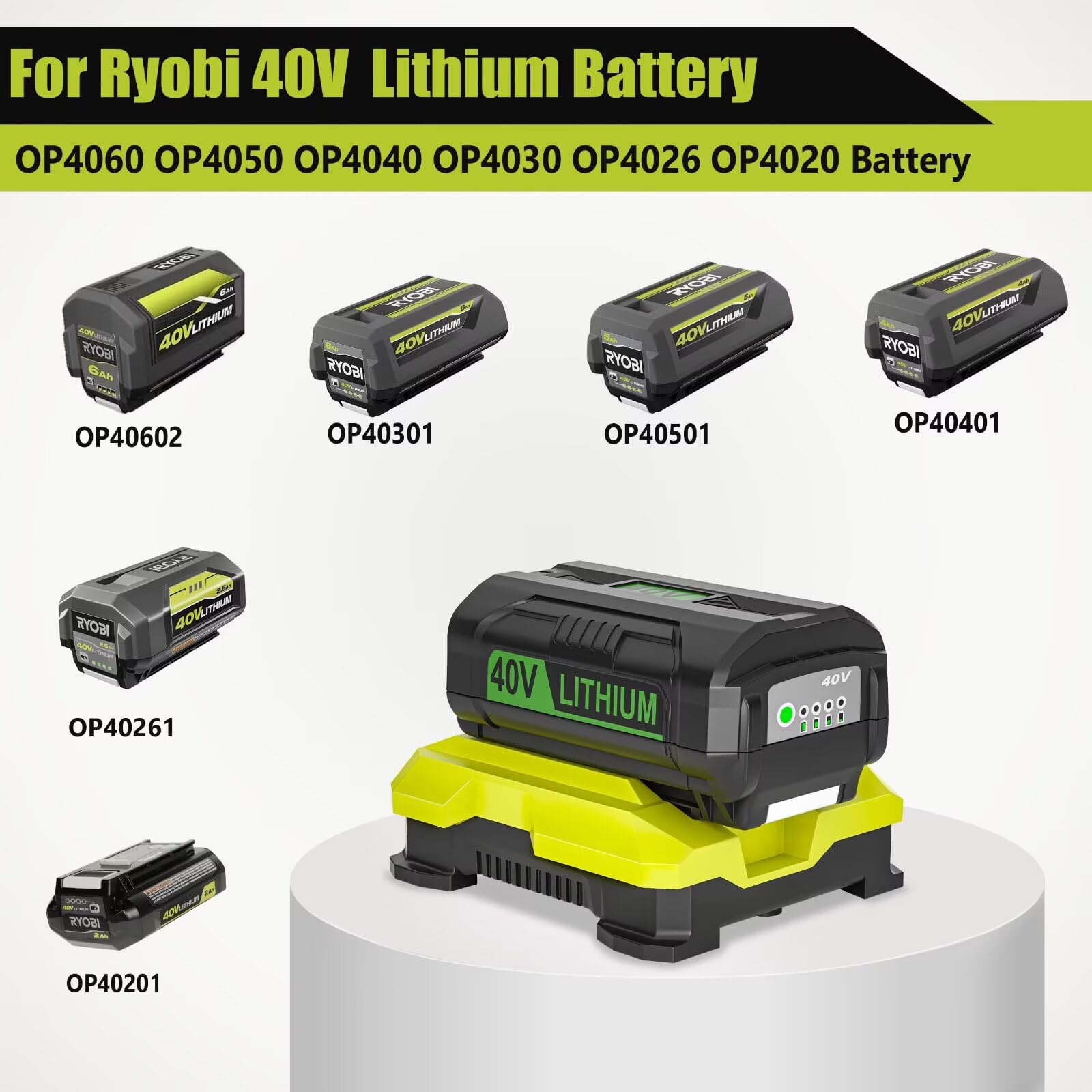 RUIQIU 40V charger LED indicators clearly show power and charging status
