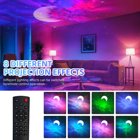 RUISHINE Galaxy Projector Night Light compact design for portability.
