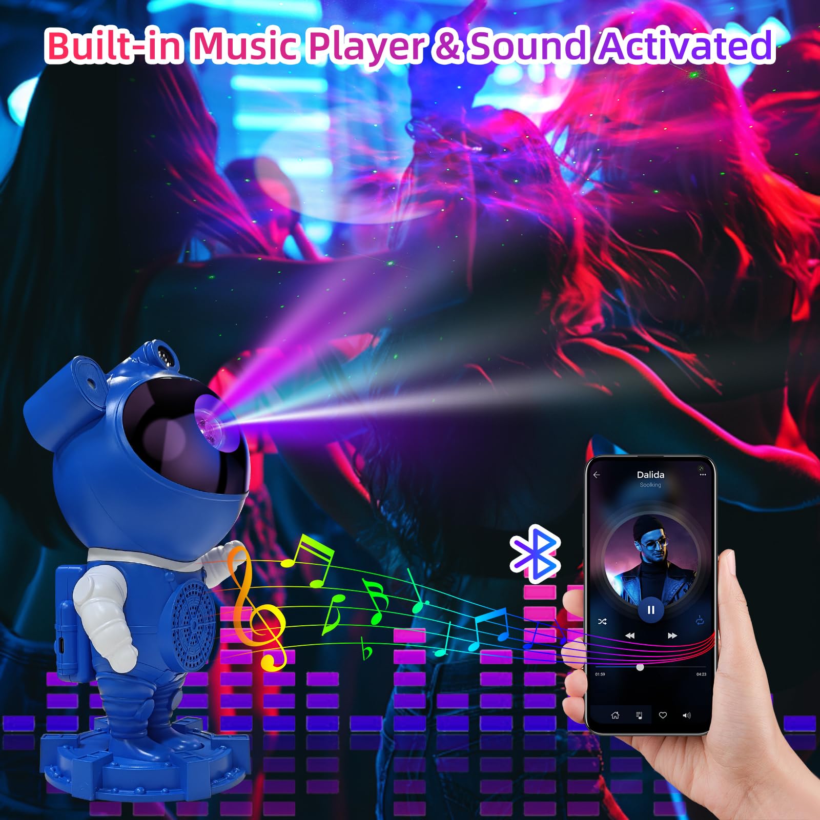 RUISHINE Galaxy Projector Night Light remote control for effortless setup.