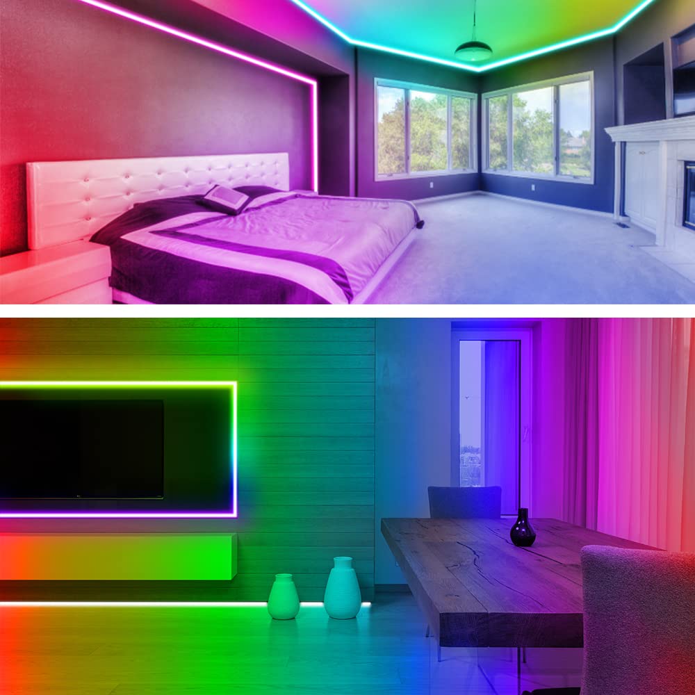 RUISHINE 20ft RGB strip shown with app and remote control for color customization
