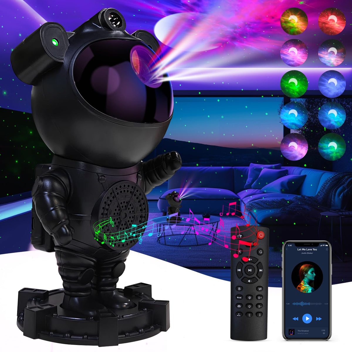 RUISHINE Star Projector Astronaut with 360-degree projection for immersive bedtime skies.