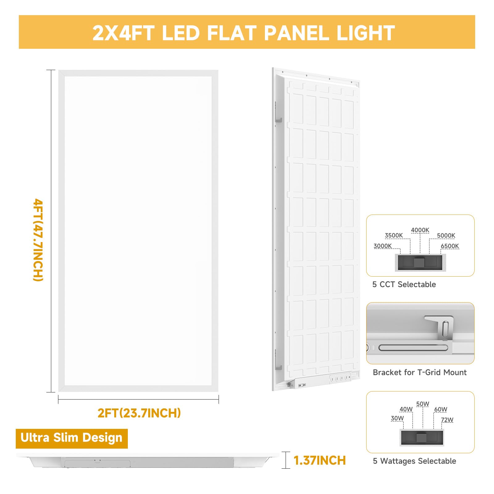 RUISUN 2x4 LED panel suitable for office and showroom spaces.