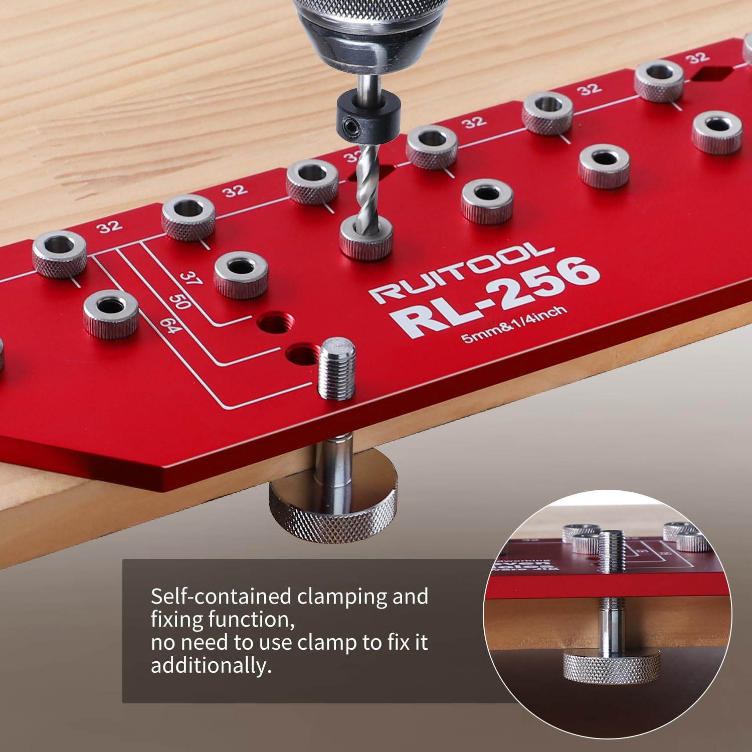 RUITOOL adjustable spacing options 37, 50, and 64 mm for shelves