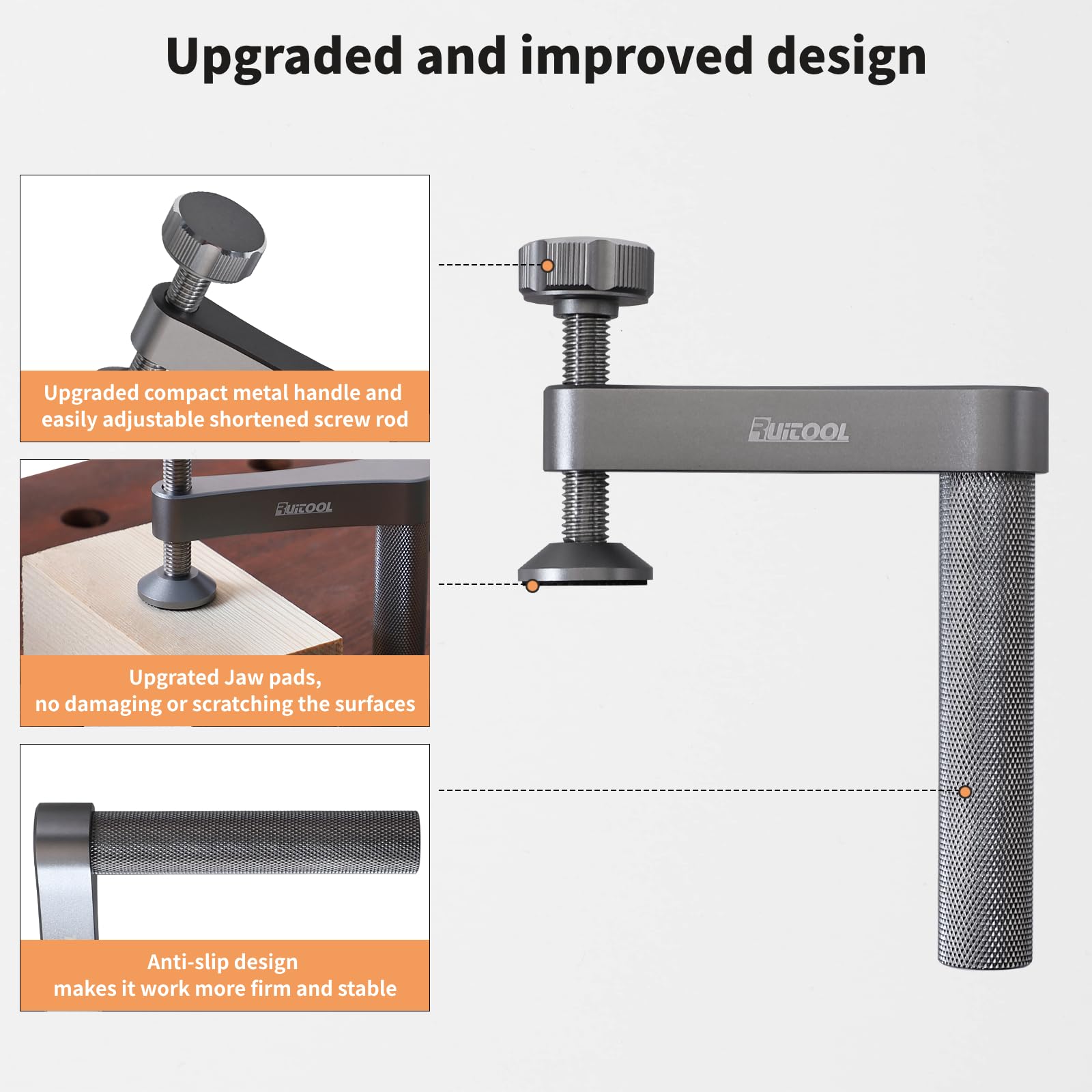 RUITOOL bench dog clamp shows 19mm hole fit for versatile woodworking tasks