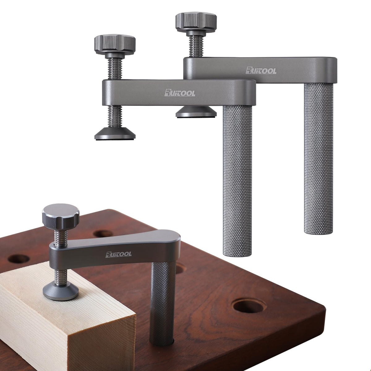 RUITOOL bench dog clamp with silicone pads for non-marking wood protection during hold