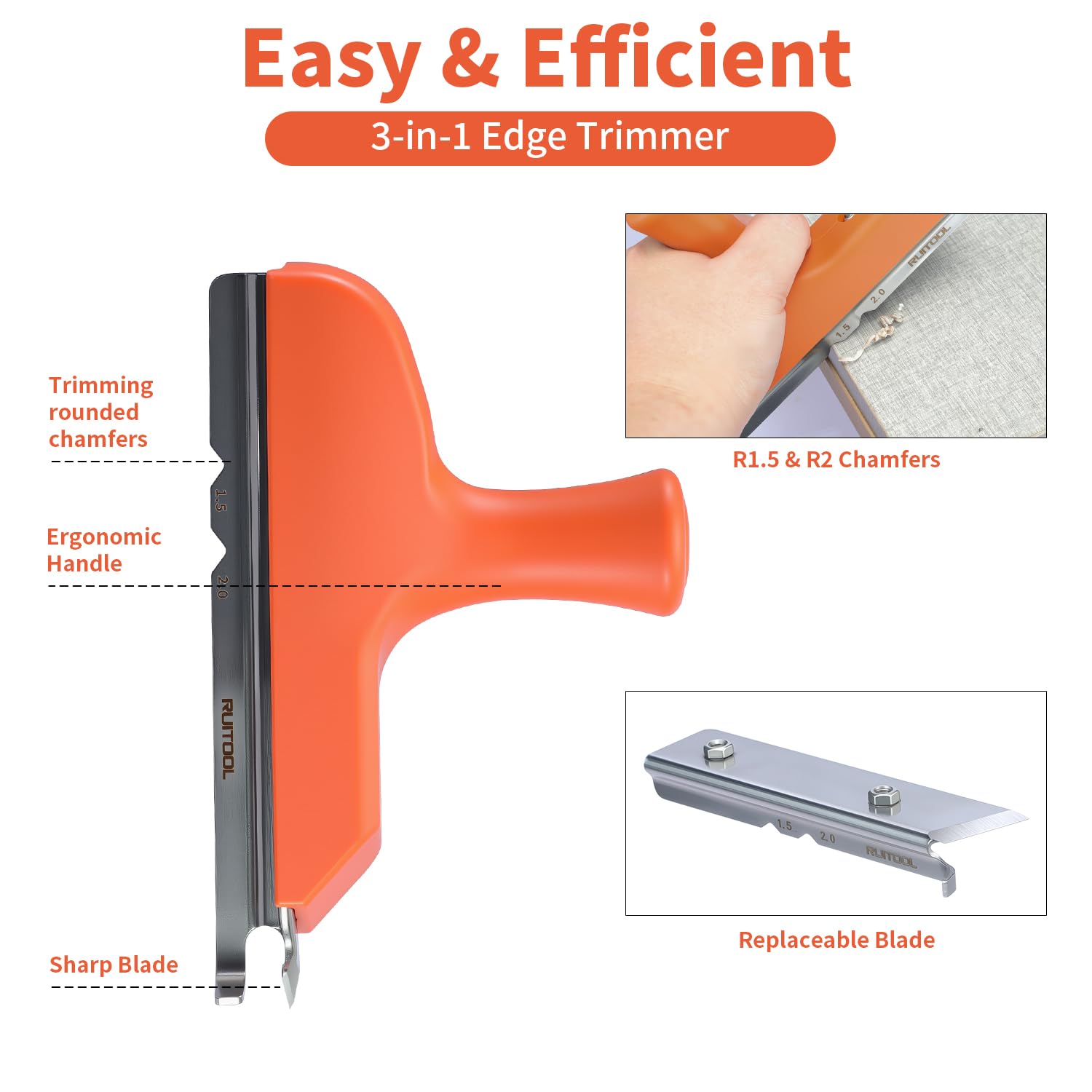 RUITOOL Edge Banding Trimmer ergonomic handle for comfortable long use.