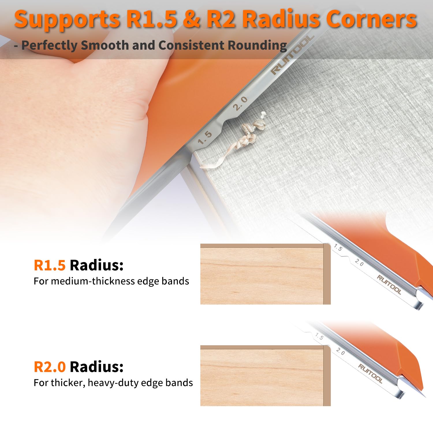 RUITOOL Edge Banding Trimmer nylon base delivers wobble-free stability.