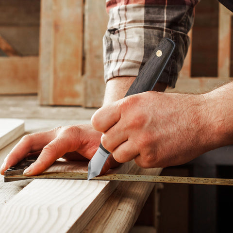 RUITOOL marking knife with CNC-ground edge for accurate scribing on wood.